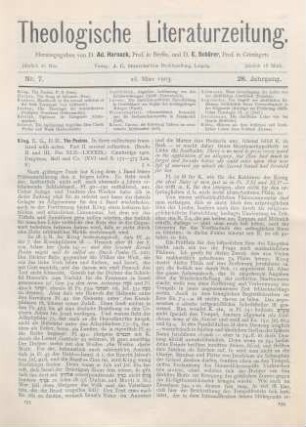 193-195 [Rezension] King, E. G., The Psalms. In three collections translated with notes. Part II, second collection