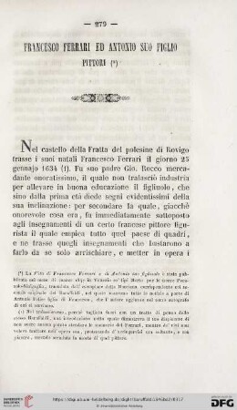 Francesco Ferrari ed Antonio suo Figlio, pittore