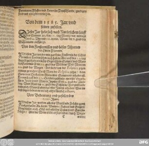 Von dem 1585. Jar / und seinen zufellen.