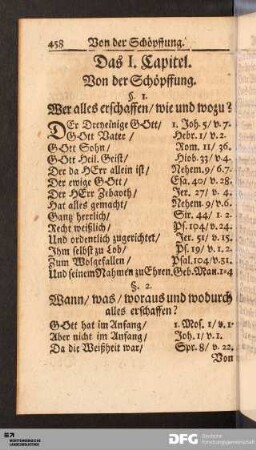 Das I. Capitel. Von der Schöpffung.