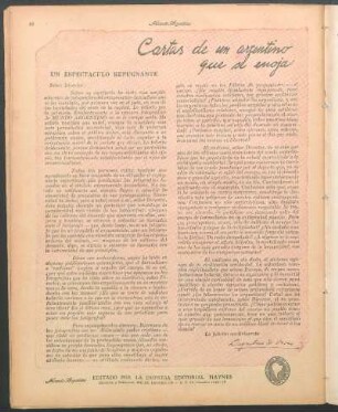 Cartas de un argentino que se enoja : Un espectáculo repugnante