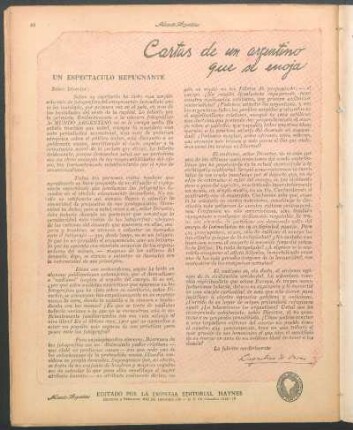 Cartas de un argentino que se enoja : Un espectáculo repugnante