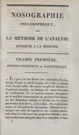 Classe première. Fièvres primitives ou essentielles