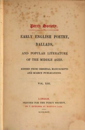 Percy Society. 13. 1844