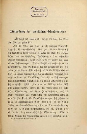 Vorlesungen über christliche Glaubenslehre, 2. Spezieller Theil