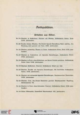 Arbeiten aus Silber (Nr. 254-347)