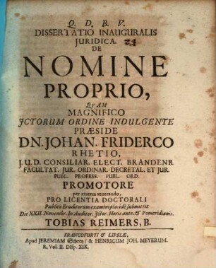 Diss. inaug. iur. de nomine proprio