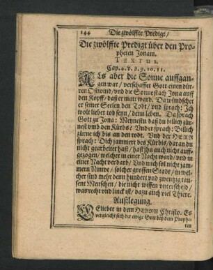 Die zwölffte Predigt über den Propheten Jonam.