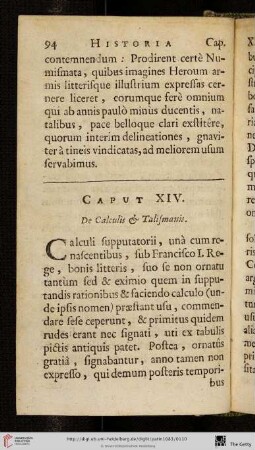 Caput XIV: De Calculis & Talismanis