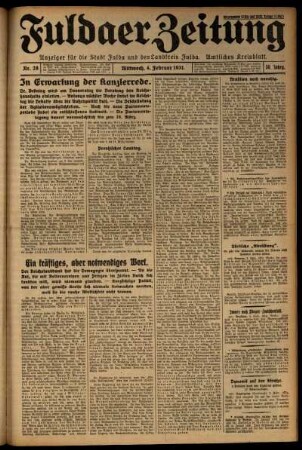 Erste Ausgabe vom Mittwoch, den 04. Februar 1931.
