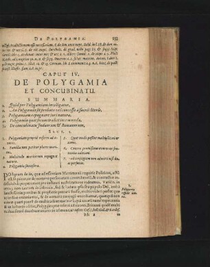 Caput IV. De Polygamia et Concubinatu. Sect. 1 - 5.