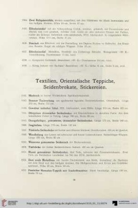 Textilien, Orientalische Teppiche, Seidenbrokate, Stickereien (Nr. 1041-1072)