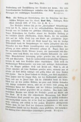 615 [Rezension] Volz, Paul, Mose
