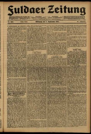 Erste Ausgabe vom Mittwoch, den 03. September 1913.