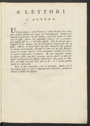 A' lettori l' autore