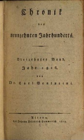 Chronik des neunzehnten Jahrhunderts. 13. 1816 (1819)