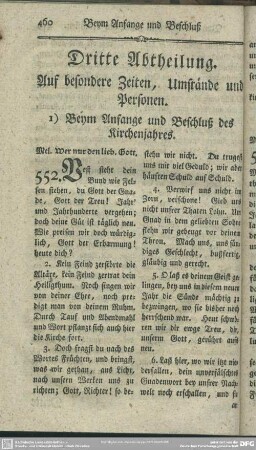 Dritte Abtheilung. Auf besondere Zeiten, Umstände und Personen