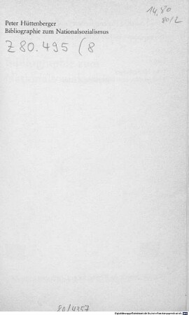 Bibliographie zum Nationalsozialismus