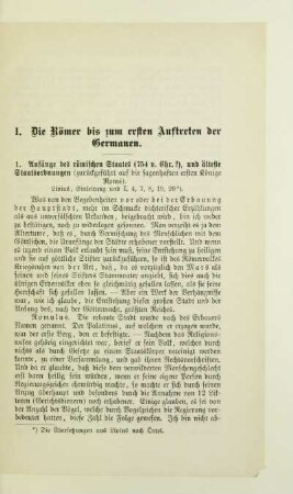 I. Die Römer bis zum ersten Auftreten der Germanen