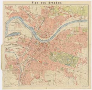 Plan von Dresden, 1:15 000, Lithographie, 1906