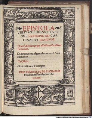 Epistola Veritatis: De Institvtione Principis Ad Cardinalem Riarivm