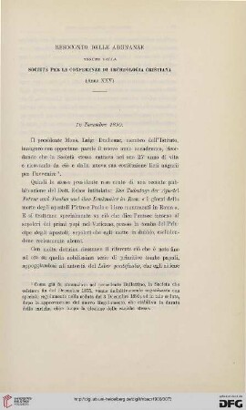 Resoconto delle adunanze tenute dalla Società per le conferenze di Archeologia cristiana