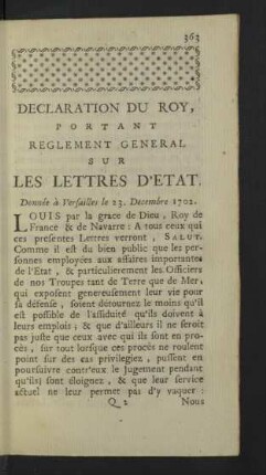 Declaration du Roy
