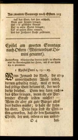 Epistel am zweeten Sonntage nach Ostern (Misericordias Domini genannt)