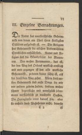 III. Einzelne Betrachtungen