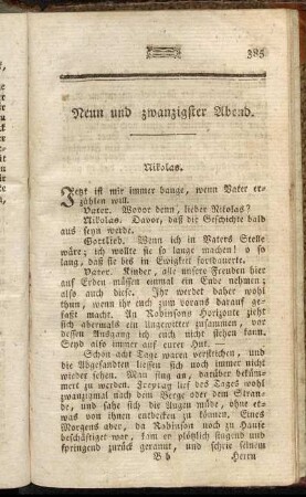 Neun und zwanzigster Abend. - Dreyssigster Abend.