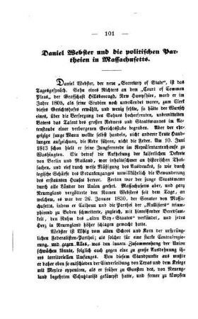 Daniel Webster und die politischen Partheien in Massachusetts