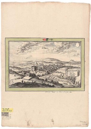 Ansicht von Zschopau, Kupferstich, 1650 : Merian, Matthäus : Tschopau / [Hrsg. und Stecher: Matthaeus Merian]. - Frankfurt : [Matthaeus Merian] , [1650]. - 1 Kunstbl. : Kupferstich ; 32 x 21 cm