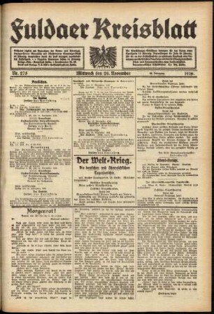 Ausgabe vom Mittwoch, den 29. November 1916.