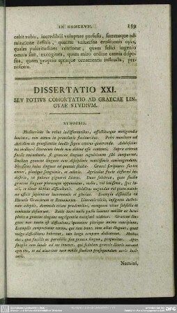 Dissertatio XXI. Seu Potius Cohortatio Ad Graecae Linguae Studium