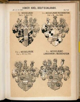 Taf. 49. Gr. Nesselrode - Gr. v. Nessselrode-Reichenstein - Fhr. v. Nesselrode - Gr. v. Nesselrode-Landskron u. Reichenstein.
