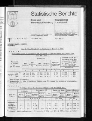 Die Hochbautätigkeit in Hamburg im Dezember 1971 : Lfd. Nr. 6