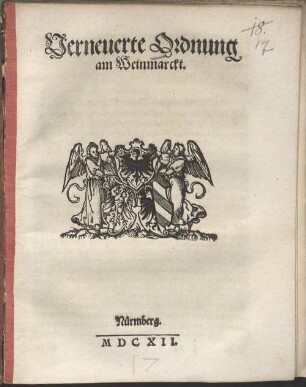 Verneuerte Ordnung am Weinmarkt (in Nürnberg)