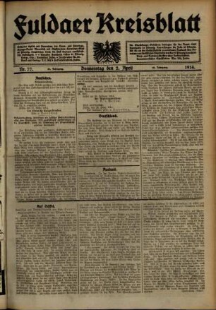 Ausgabe vom Donnerstag, den 02. April 1914.