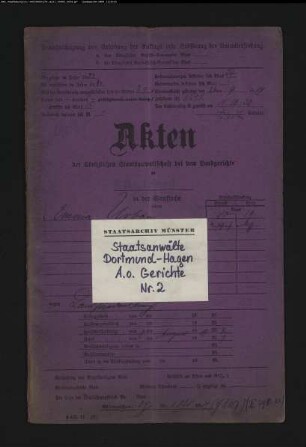 Angeklagter: Urban, Emma: Landfriedensbruch (Plünderungen usw. in Hamm am 3.- 4.7.1919)