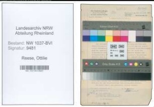 Entnazifizierung Ottilie Reese , geb. 10.06.1890 ()