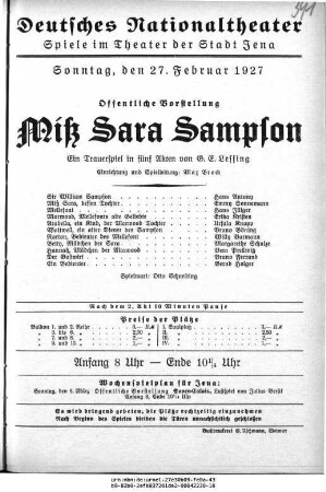 Miß Sara Sampson