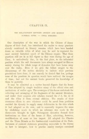 Chapter IX. The relationship between ancient and moden funeral rites. - Final remarks
