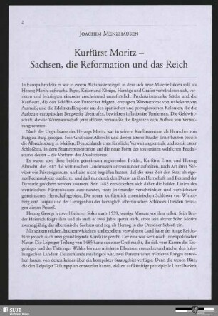 Kurfürst Moritz - Sachsen, die Reformation und das Reich