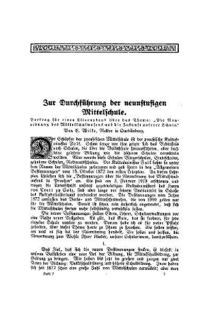 Zur Durchführung der neunstufigen Mittelschule