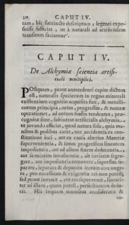 Caput IV. De Alchymiae scientia artificiali multiplici