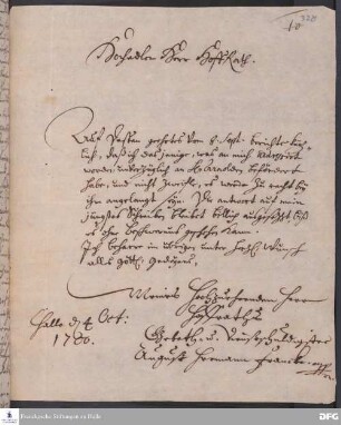 Brief von August Hermann Francke an Tobias Pfanner.