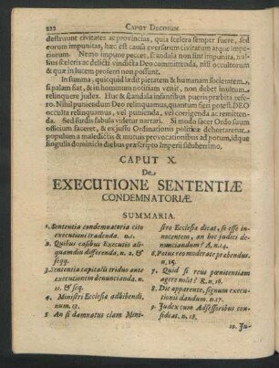 Caput X. De Executione Sententiae Condemnatoriae.