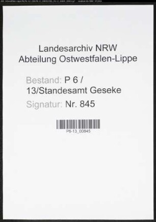 Heiratsregister Standesamt Geseke