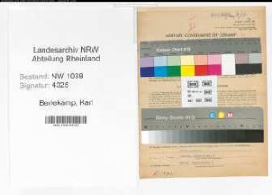 Entnazifizierung Karl Berlekamp , geb. 18.08.1901 (Lokfuehrer)