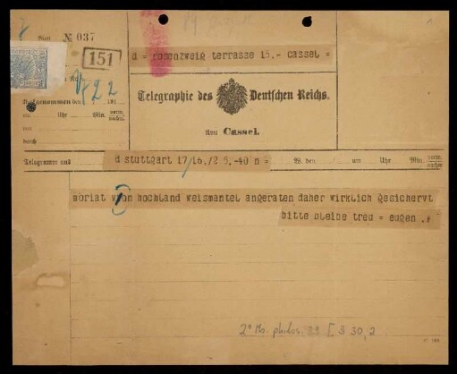 Brief von Eugen Rosenstock-Huessy an Franz Rosenzweig